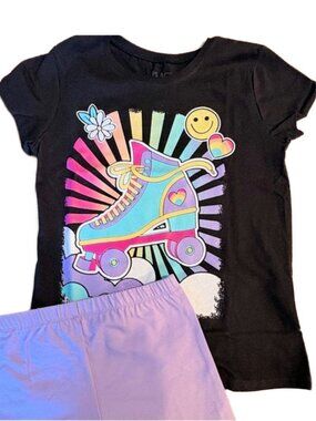 Girls Short Set Y2K Roller Skate Top Cartwheel Shorts Childrens Place NEW